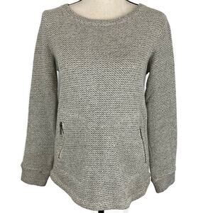 Kenar Scoopneck Sweater Cream Black Marled Hi Low with Pockets Medium